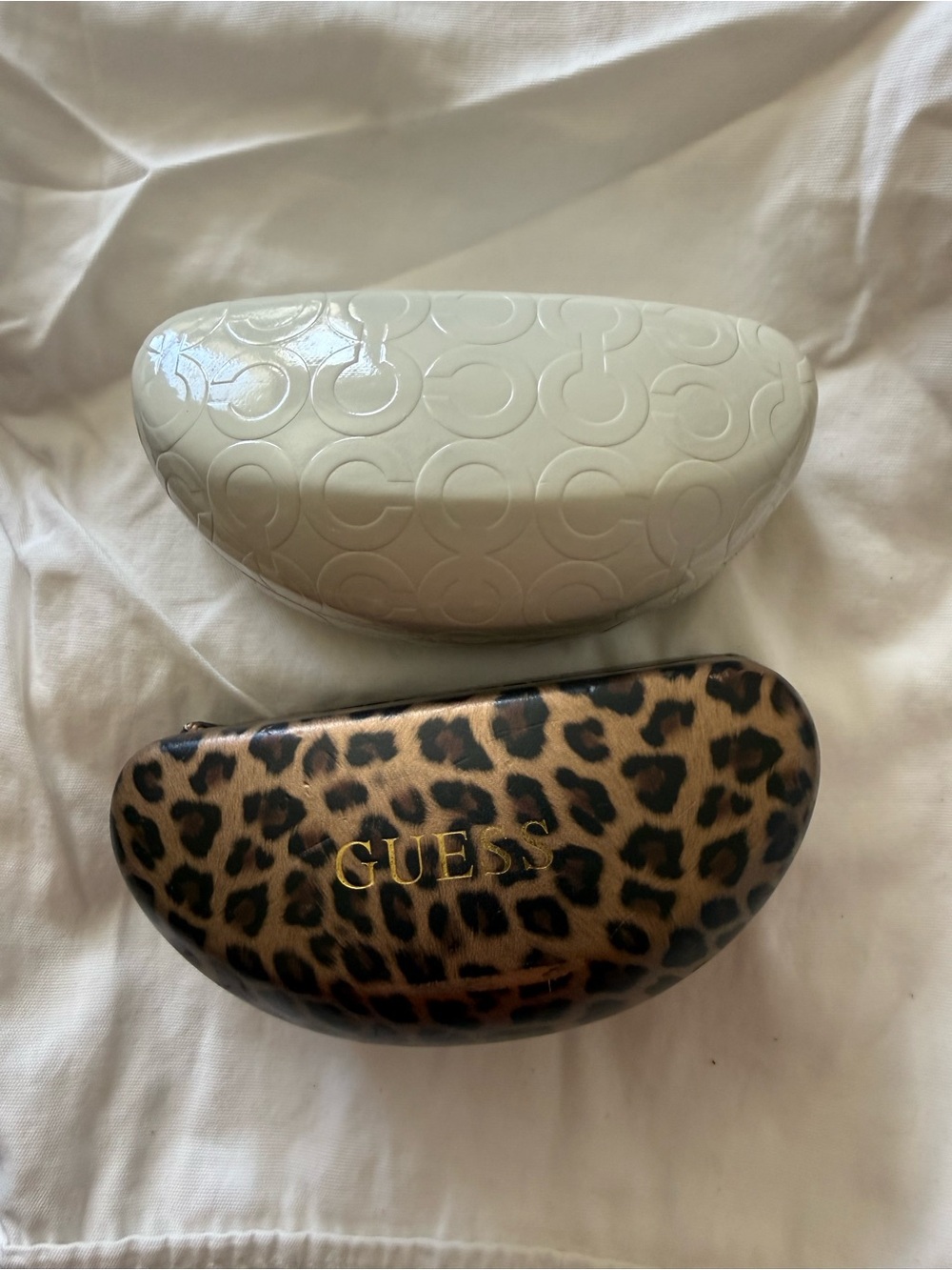 Coach White Embossed Sunglasses Case